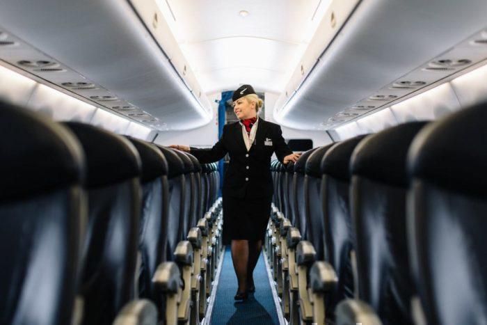 British Airways Interior with flight attendant