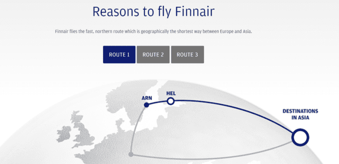 Finnair flies the most direct route to Asia