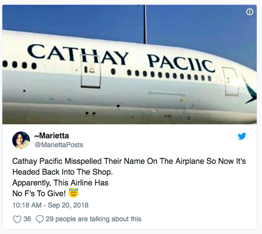cathay pacific wrong name