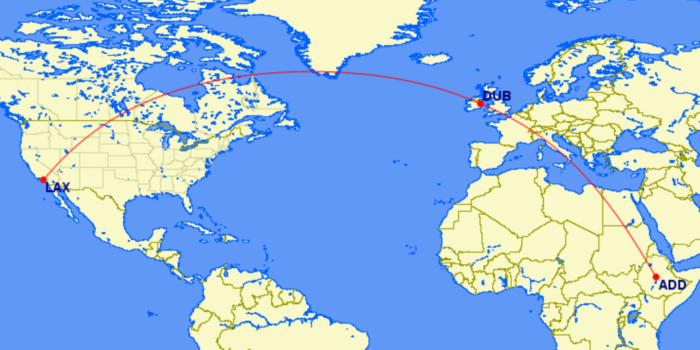 ADD-DUB-LAX Ethiopian Airlines route