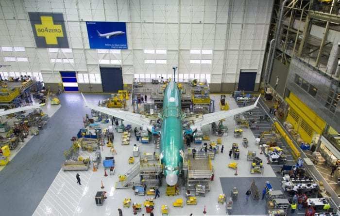 Assembling a Boeing 737 MAX aircraft