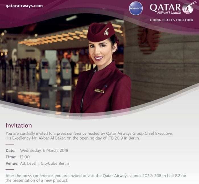 Qatar Airways Press Conference Invitation