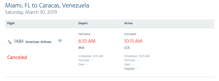 American Airlines Caracas Venezulea