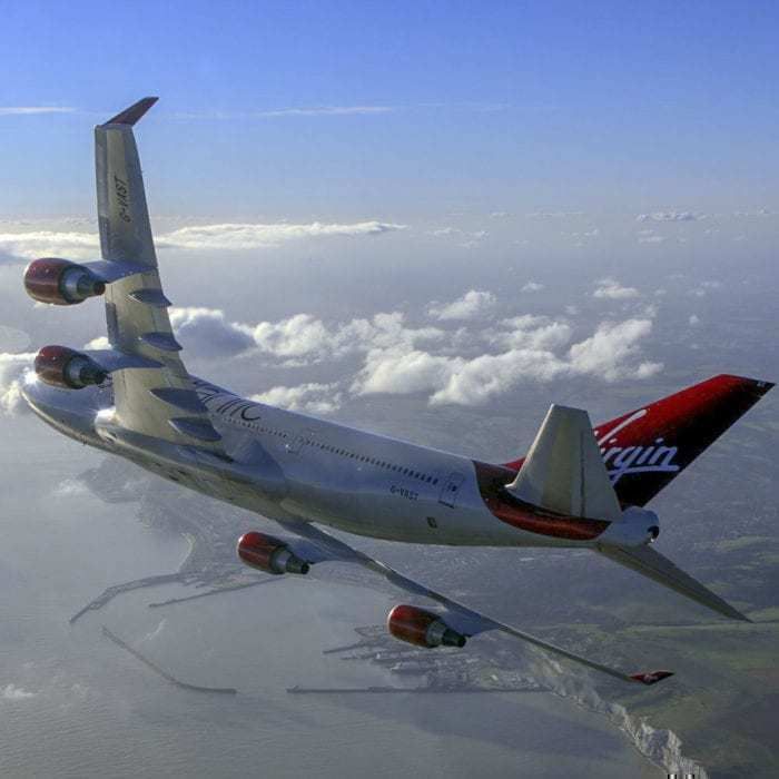 Virgin 747 in flight