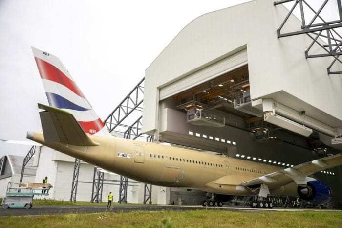 British Airways A350-1000 in hangar