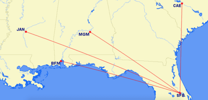Via Air routes from Orlando