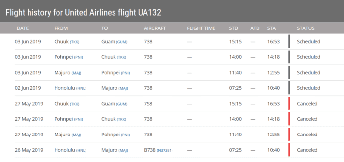 UA132 scheduled flights