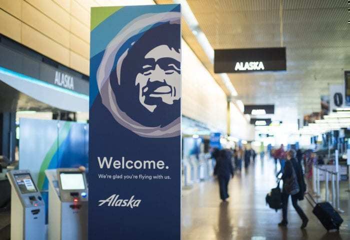 Alaska Airlines airport welcome sign