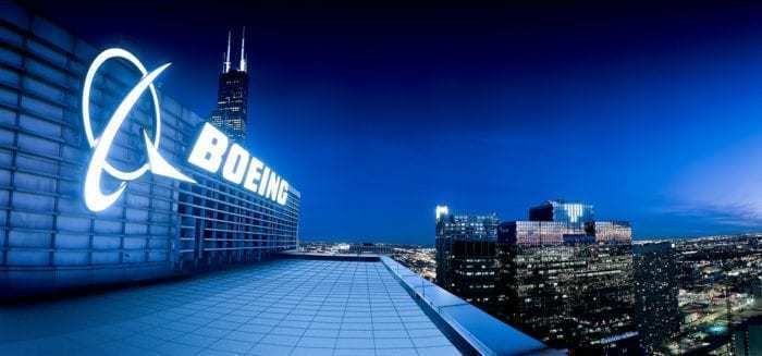 Boeing HQ at night