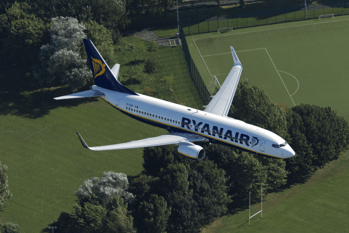 Ryanair plane in flight 