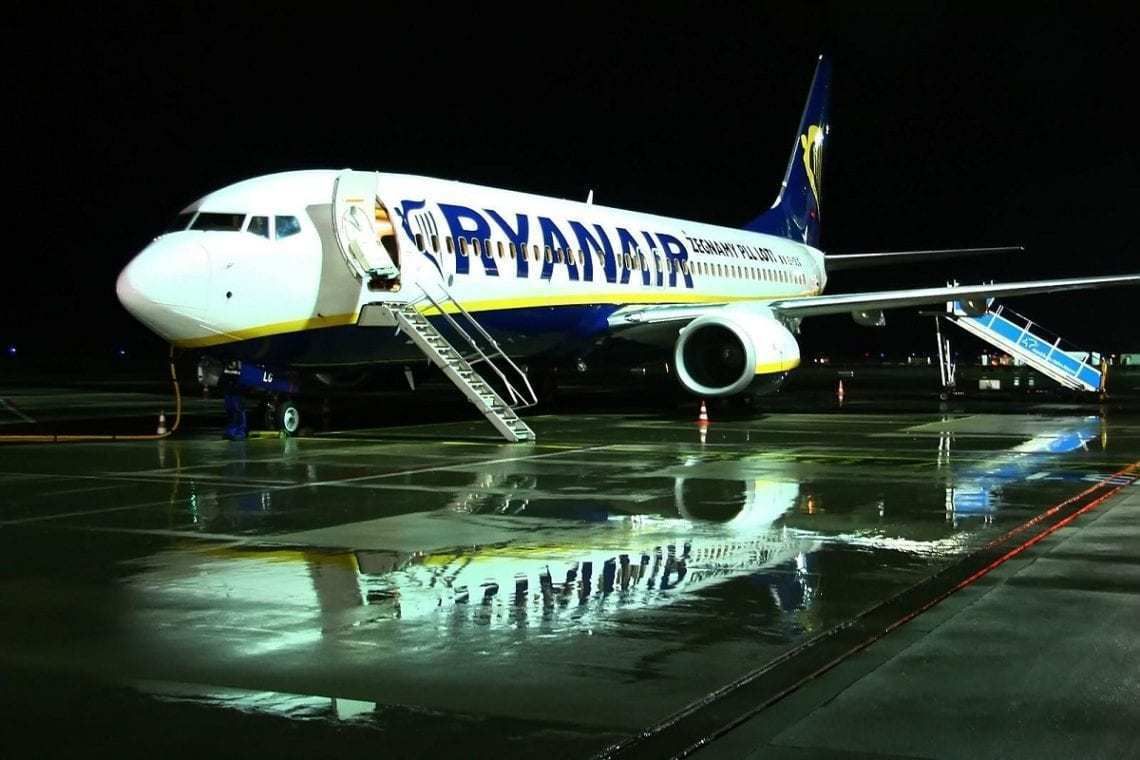 Ryanair aircraft on apron.