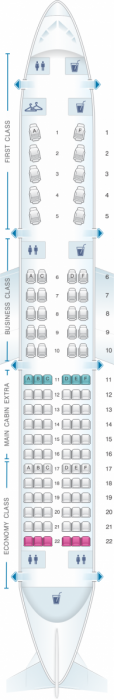 American's A321T seat map