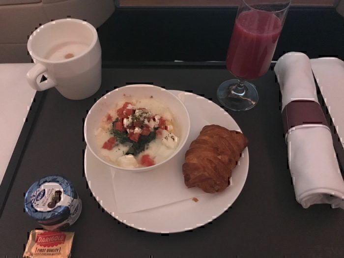 Swiss business class breakfast