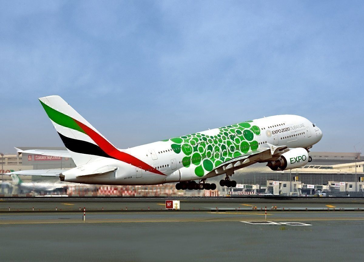 Emirates A380 taking off