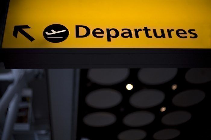 Departures sign, Heathrow airport