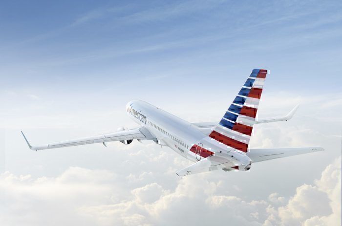 American Airlines above the clouds
