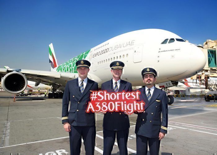 shortest A380 flight