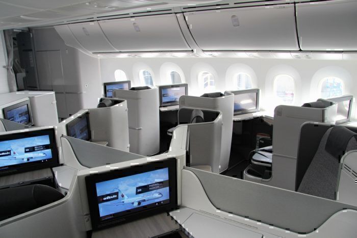 Business class seats inside a Boeing 737 MAX