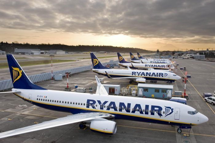 Ryanair planes lined up