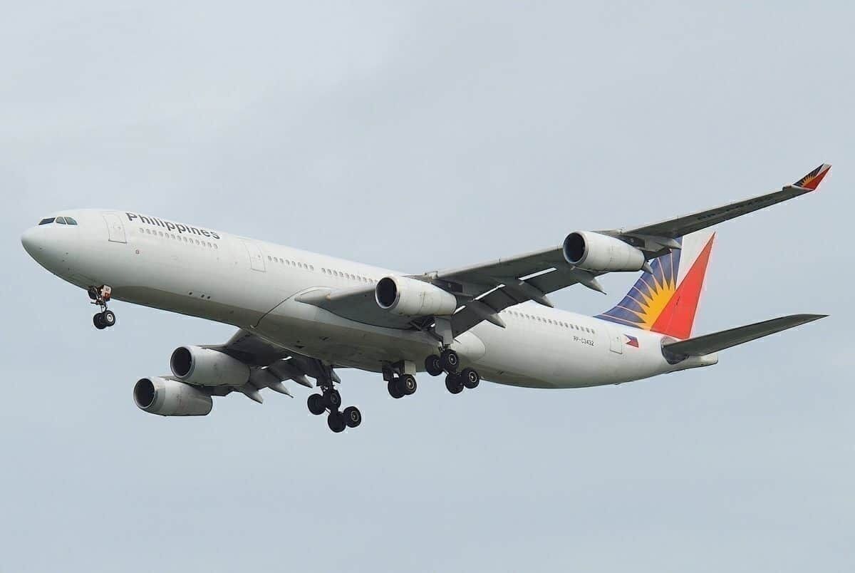 Philippine Airlines A340 coming in to land at Bangkok's Suvarnabhumi International Airport (BKK)