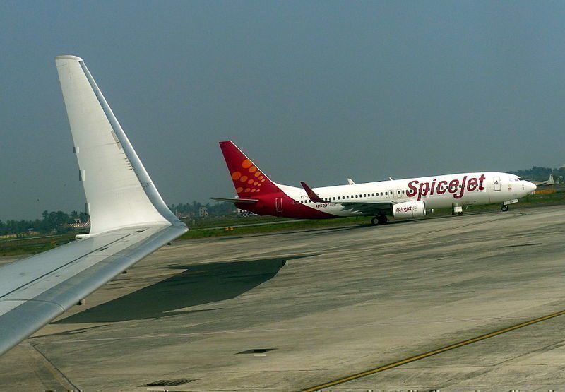 SpiceJet flight on the runway