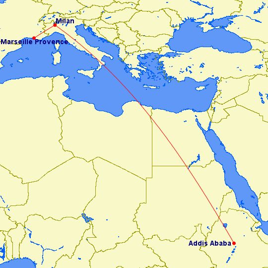 Ethiopian Airlines Boeing 787 Addis Ababa Milan Marseille