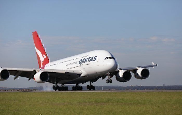 Qantas A380 on runway 