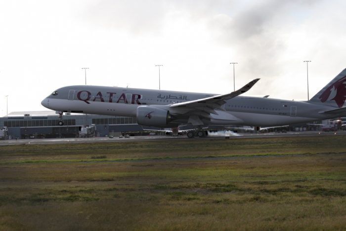 A Qatar Airways A350-900 in Adelaide, Australia