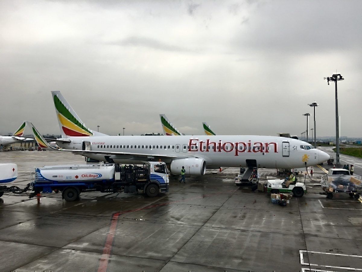 An Ethiopian Airlines Boeing 737 at Addis Ababa