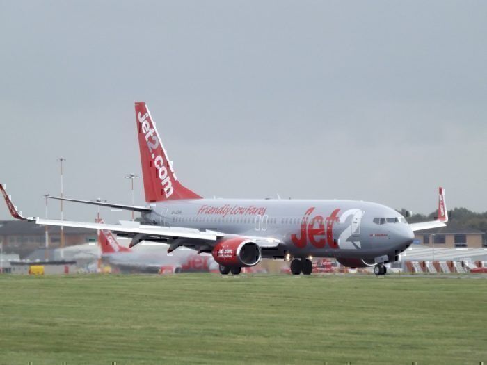 A Jet2 Boeing 737-85P on the runway at East Midlands Airport