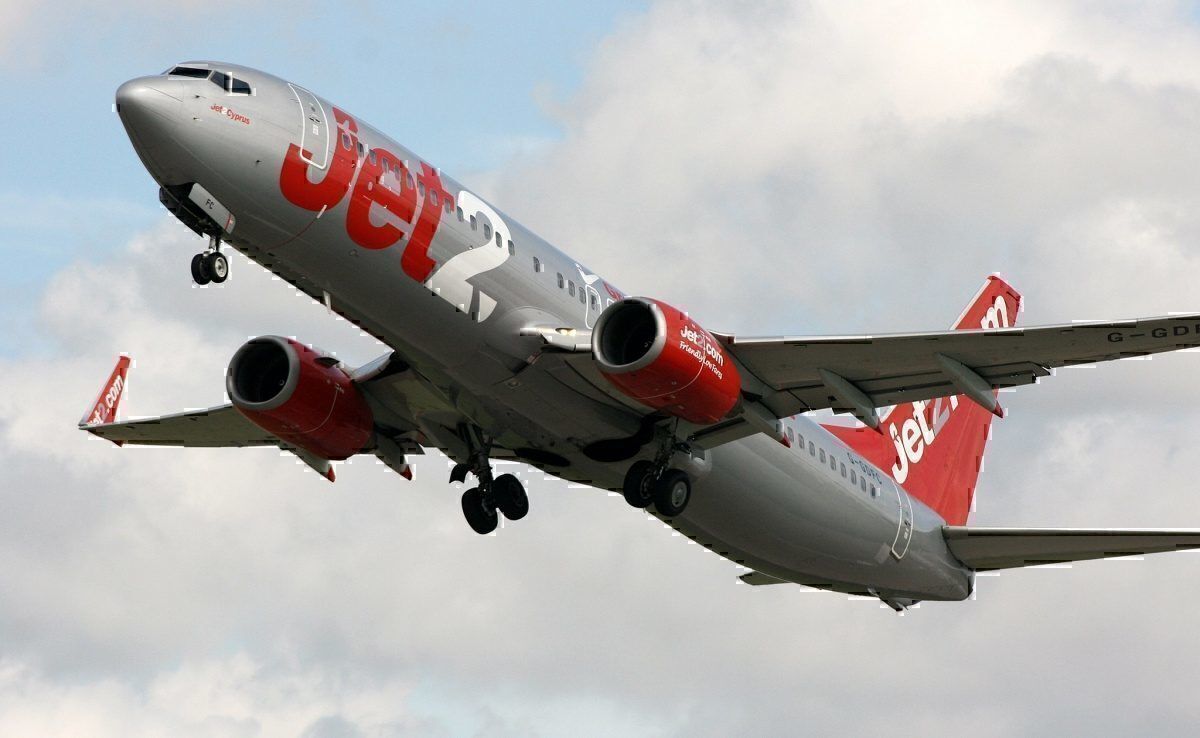 A Jet2 737-800 during takeoff