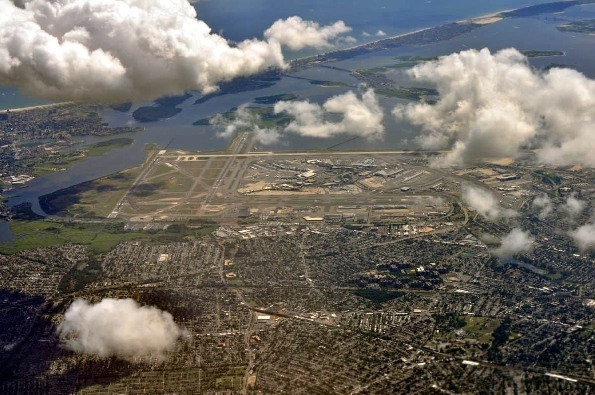 An aerial shot of New York's JFK International