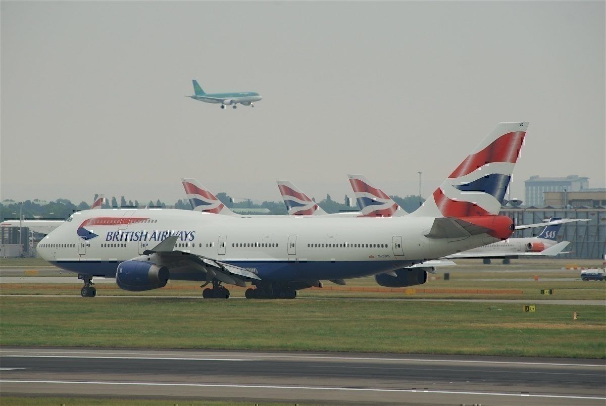A British Airways Boeing 747 on the runway
