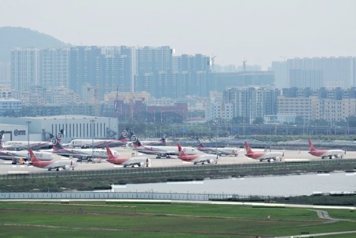 Grounded 737 MAX at Shenzen Bao'an International Airport