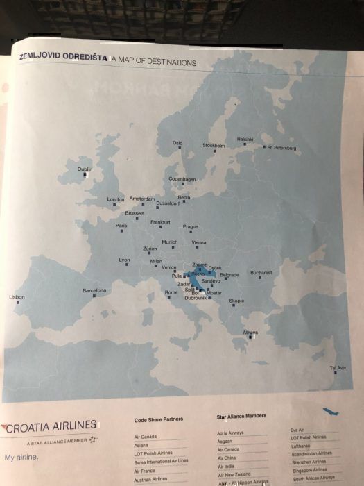 Croatia Airlines destinations map