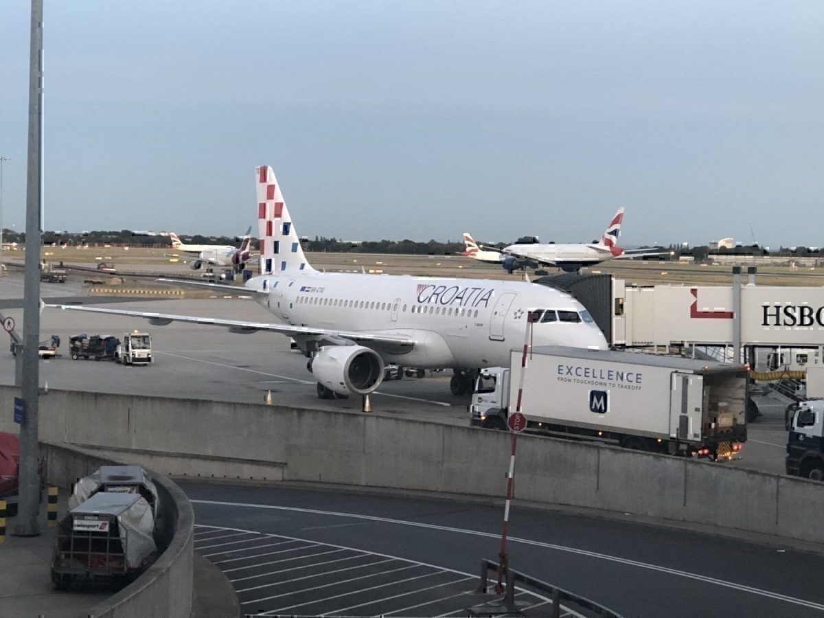 Croatia Airlines Airbus A319 parked at London Heathrow
