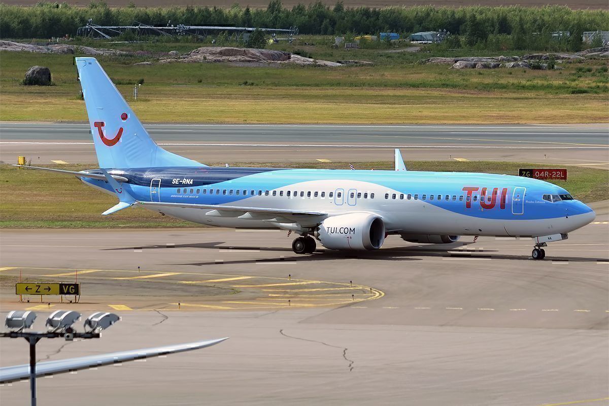 A TUIfly Nordic Boeing 737 MAX on the runway