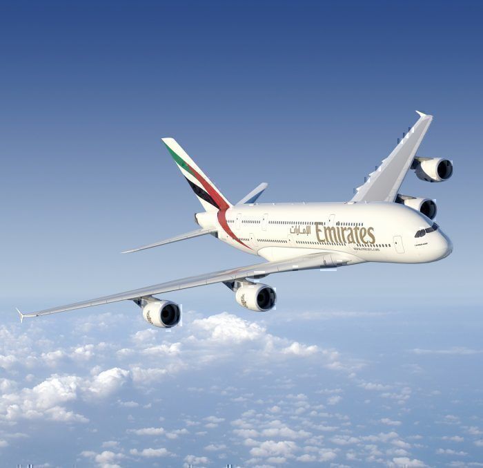 Emirates airline in flight 