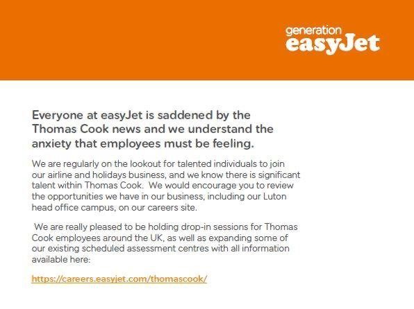 EasyJet, Thomas Cook collapse, careers