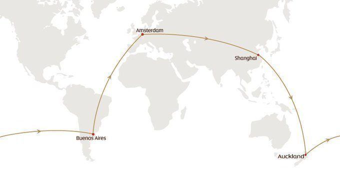 quickest commercial route around the world