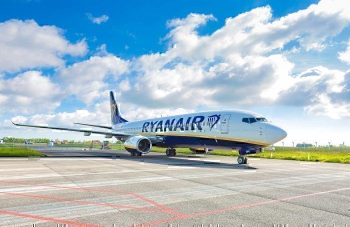 Ryanair jet on taxiway