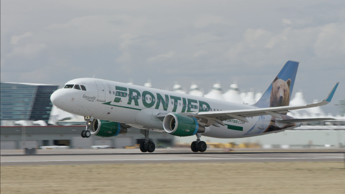 Frontier jet landing