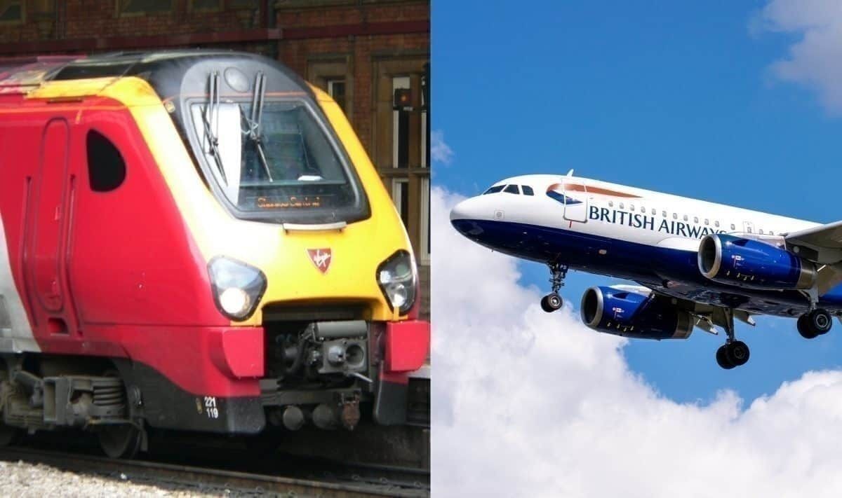 virgin train british airways plane