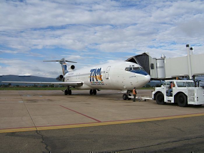 TAM Bolivia jet at airport gate