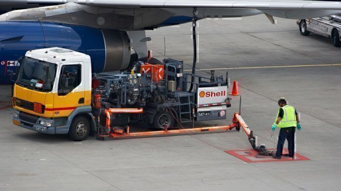 A jet refuelling truck