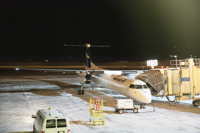 WestJet Encore Bombardier Dash 8-Q400 at Québec City Jean Lesage International Airport.