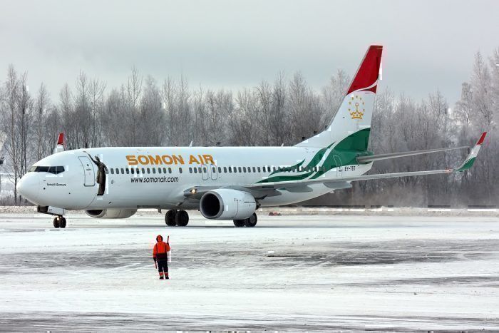 A Somon Air Boeing 737 at St. Petersburg