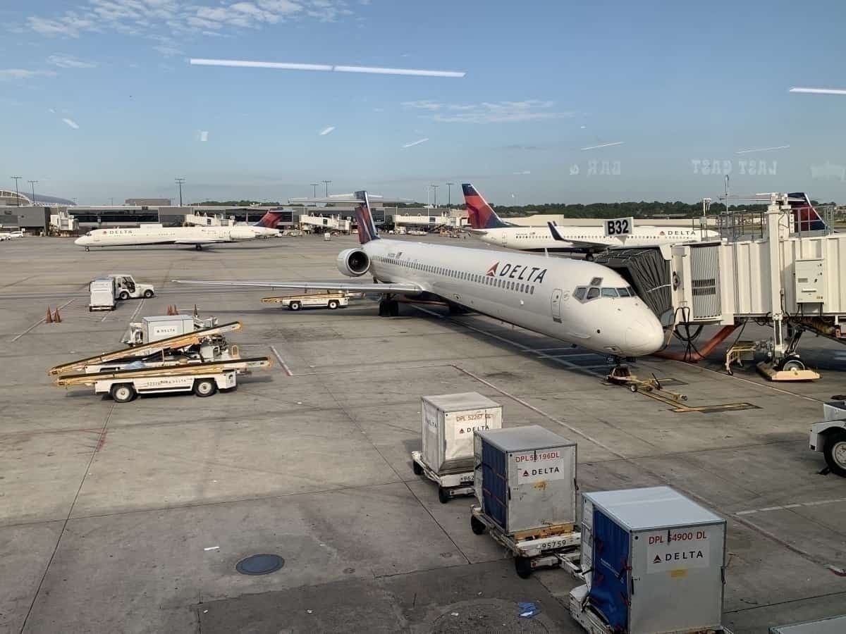 Delta aircraft at the gate