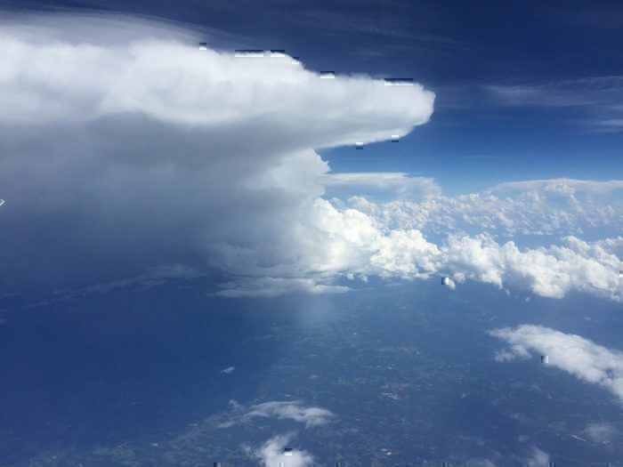 Cumulonimbus clouds seen from plane