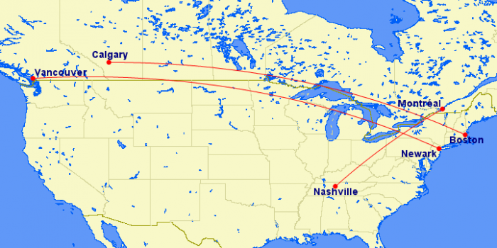 Air Canada, Nashville, Newark, Boston